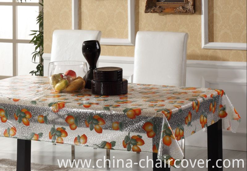 Plastic Embossed Transparent Table Cloth in Roll
